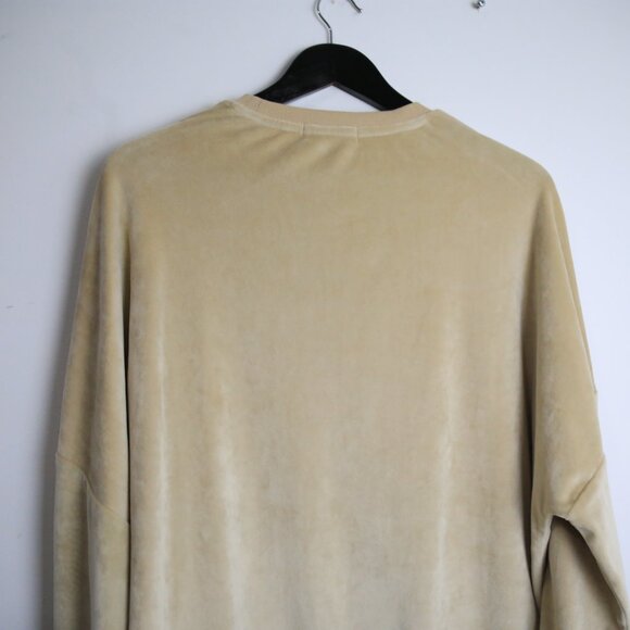 Oak + Fort Velour/Velvet Oversized Camel Beige Crewneck Sweater Size Small - Picture 7 of 7